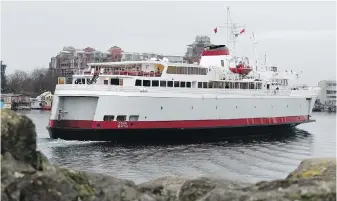  ?? TIMES COLONIST ?? The MV Coho, which runs between Victoria and Port Angeles, Washington, has been docked since the pandemic began.