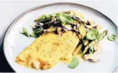  ?? JAMIE ORLANDO SMITH/HACHETTE BOOK GROUP ?? Mozzarella and basil omelette with asparagus and shiitake mushrooms is one of the recipes featured in Ramsay’s new cookbook.