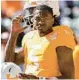  ?? WADE PAYNE/AP ?? Tennessee QB Hendon Hooker looked like a leading contender for the Heisman Trophy with five TD passes in a win over Alabama on Saturday.