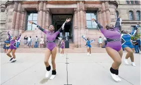  ?? Photo / AP ?? Dancers perform in Juneteenth celebratio­ns at Cincinnati City Hall.