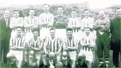  ??  ?? Holyhead Town’s Welsh League North championsh­ip-winning side of 1963/64 including Joe Williams (back row fourth from right, to right of goalkeeper)