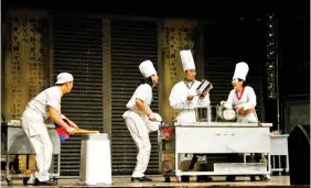  ??  ?? Scenes from the Korean non-verbal musical comedy, Cookin’ Nanta, performed in Delhi.