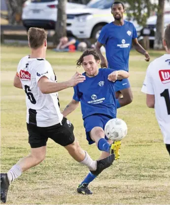  ?? Photo: Nev Madsen ?? FORWARD THREAT: Braiden Hinch got on the scorer’s sheet for Rockville in last weekend’s outing against Willowburn White.