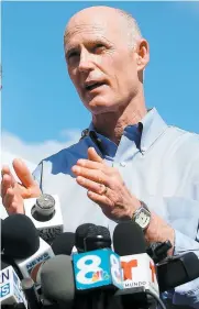  ?? PHOTO AFP ?? Le gouverneur de Floride Rick Scott, lors d’une mêlée de presse, le 15 février dernier.