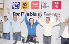  ??  ?? La abanderada de Por Puebla al Frente, Martha Erika Alonso Hidalgo, se vio favorecida con 38.05% de la votación total para obtener el cargo.