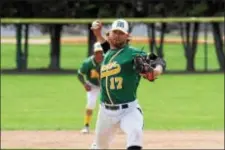  ?? COURTESY OF MCCC ?? Pitcher Dennis Brady, named the NJCAA national Pitcher of the Year, led the nation in ERA, and was second in wins and third in strikeouts. He was named NJCAA World Series Pitcher of the Tournament, an NJCAA Division II All-American, and was selected in...