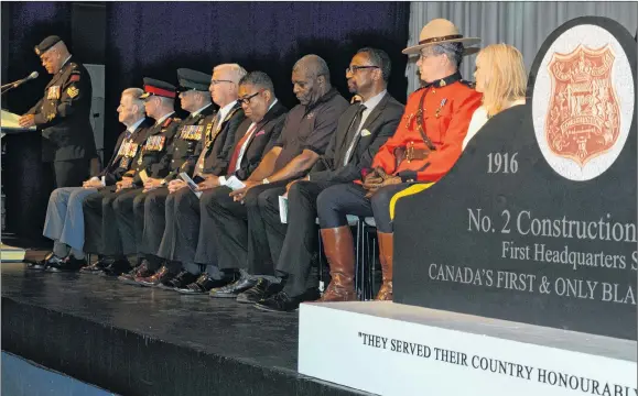  ?? KEVIN ADSHADE/THE NEWS ?? The No. 2 Constructi­on-Battalion C.E.F. commemorat­ion ceremony was conducted recently at the deCoste Performing Arts Centre in Pictou.