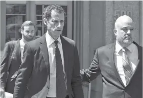  ?? ASSOCIATED PRESS FILE PHOTO ?? Former U. S. Rep. Anthony Weiner is to be sentenced today for sending obscene material to a 15-year-old girl in 2016.