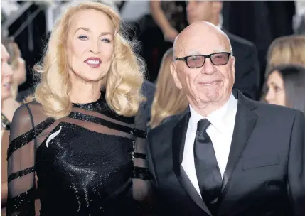  ?? PICTURE: REUTERS ?? BIG SURPRISE: Model Jerry Hall, 59, and media magnate Rupert Murdoch, 84, at the Golden Globe Awards in Beverly Hills on Sunday. The couple announced their engagement yesterday.