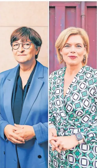  ?? FOTOS: IMAGO ?? Saskia Esken, Vorsitzend­e der SPD (l.), und CDU-Politikeri­n Julia Klöckner.