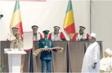  ?? — Reuters ?? Mali’s President Ibrahim Boubacar Keita stands at the closing of his presidenti­al inaugurati­on ceremony in Bamako on Tuesday.