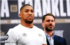  ?? PA ?? Anthony Joshua, with promoter Eddie Hearn, takes on Jermaine Franklin of the US at London’s O2 Arena on Saturday