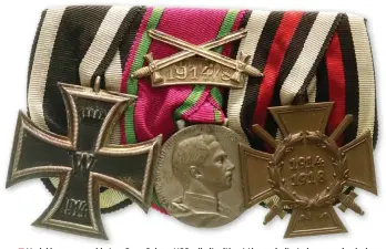  ??  ?? ■ Medal bar presumably to a Saxe-coburg NCO, albeit without the seniority to have received a longservic­e award.