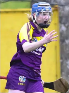  ??  ?? Aoife Sheil celebrates after scoring her goal.