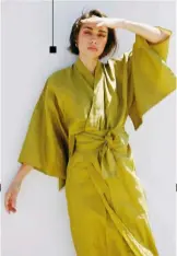  ??  ?? Kimono Africa Peridot Green Linen Kimono, R899 (sizes 34-38), shopkimono.co.za This linen kimono taps directly into a carefree, breezy holiday mood. You can picture yourself swishing
around in it all day.