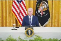  ?? AP PHOTO/EVAN VUCCI ?? President Joe Biden speaks in 2021 during a meeting about cybersecur­ity, in the East Room of the White House, in Washington.