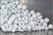  ?? U.S. Attorney’s Office for Utah via Associatd Press ?? A file photo of fentanyl-laced, fake oxycodone pills seized by authoritie­s during an investigat­ion in Utah.