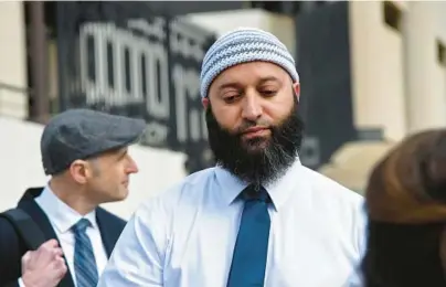  ?? BARBARA HADDOCK TAYLOR/BALTIMORE SUN ?? Adnan Syed gets emotional as he speaks with reporters Thursday outside the Robert C. Murphy Courts of Appeal building after a hearing.