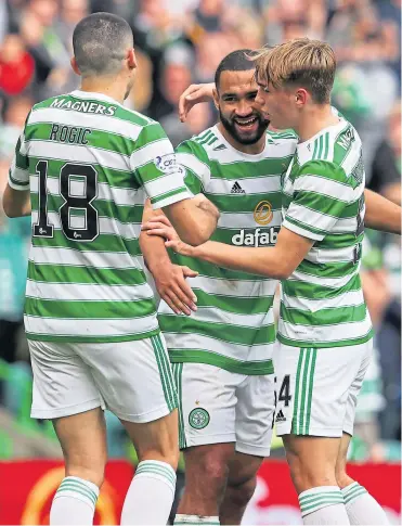  ??  ?? Cameron Carter-vickers celebrates after scoring the opener, albeit with a deflection