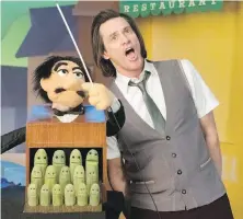  ??  ?? Left: One of Carrey’s cartoons inspired by his anger toward the Trump administra­tion. Right: Carrey in a scene from Kidding.