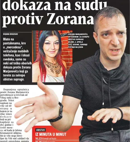  ??  ?? zoranu marjanoviĆ­u, optuženom za svirepo ubistvo supruge jelene, . aprila
. godine, suĐenje poČinje na jesen