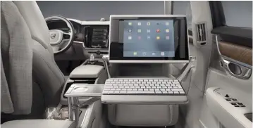  ??  ?? High-tech: The Volvo S90 has replaced the front passenger seat with a pop-up computer