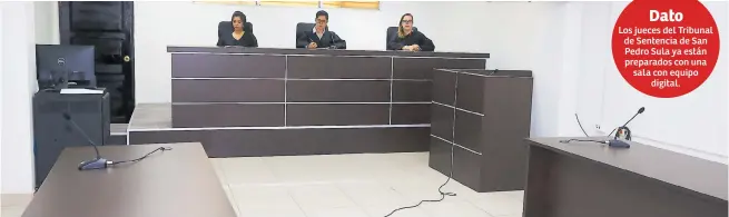  ??  ?? SALA. Los jueces estarán en una sala en videoconfe­rencia con los centros penales para que declare un imputado.