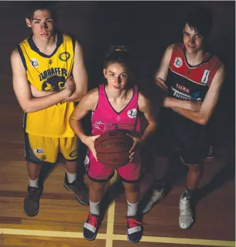  ?? READY TO ROLL: Logan Kyle, Miela Godchild and Alex Cox will all play in the Townsville Super League basketball grand finals. Picture: EVAN MORGAN ??