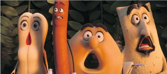  ?? COLUMBIA PICTURES ?? Brenda (Kristen Wiig), Frank (Seth Rogen), Vash (David Krumholtz) and Sammy (Ed Norton) star in Sausage Party, a film with all the usual Seth Rogen signatures.