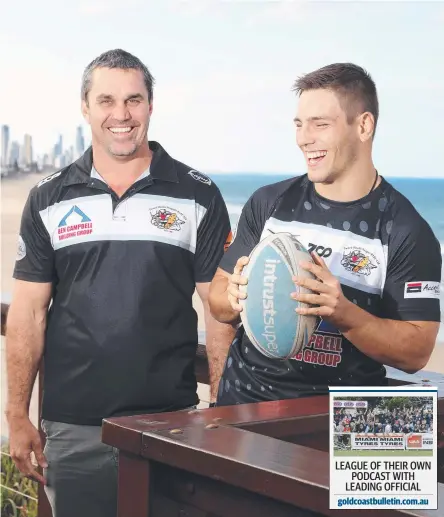  ?? Picture: RICHARD GOSLING ?? Tweed Heads Seagulls coach Ben Woolf (left) and captain Cheyne Whitelaw have both re-signed.