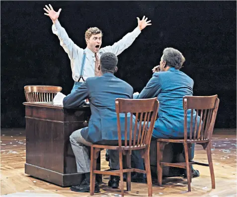  ??  ?? Falling apart: Ewan Wardrop in The American Clock, which chronicles the human cost of the Wall Street Crash of 1929, at the Old Vic