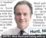  ??  ?? ENTRY: Nick Hurd and listing with ex Kim in address book of disgraced Epstein, right