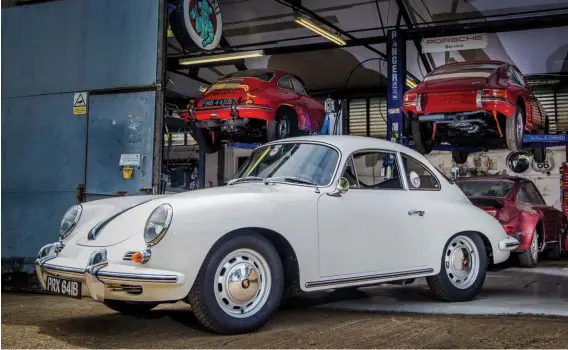  ??  ?? Below: The 356 took the place of Eric’s hard-used Carrera Speedster once he gave up racing. After the death of his wife Cathy, he appeared to lose interest, tucking it away in his garage