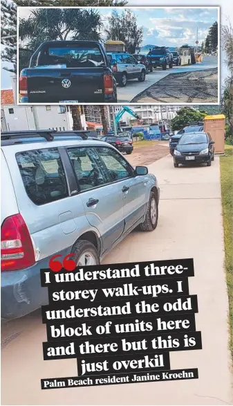  ?? ?? Cars parked along Palm Beach footpaths. Pictures: Supplied