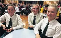  ?? PHOTO: ALEXIA JOHNSTON ?? Focused . . . Taking part in the event were (from left) Isla Young (12), Bronte Murney (13) and Olivia Dunn (12), of Craighead Diocesan Qchool.