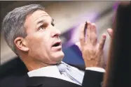  ?? Brendan Smialowski / AFP/Getty Images ?? Acting Director of the U.S. Citizenshi­p and Immigratio­n Services Ken Cuccinelli speaks during a briefing at the White House on Monday, in Washington, DC.