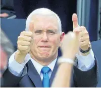  ?? JOE BURBANK/ORLANDO SENTINEL ?? Vice President Mike Pence gives a thumbs up to cheering supporters at a Latinos For Trump rallyin Orlando on Saturday.