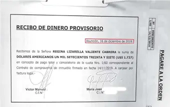  ??  ?? Mientras cobra G. 7 millones; Lizarella Valiente paga US$ 1.737 (cerca de G 12 millones).