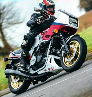  ??  ?? ABOVE LEFT: Honda’s first stab at a big dirt bike: the air-cooled shaft-driven XLV750R.ABOVE: State of the art – Honda’s 133mph VF750F V4 was a hit on road and track.