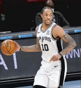  ?? Frank Franklin II Associated Press ?? DeMAR DeROZAN, who once starred at USC and played with the Spurs last season, is said to have interest in returning to Los Angeles to play for the Lakers.