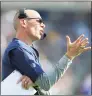  ?? Stew Milne / Associated Press file photo ?? UConn coach Lou Spanos gestures from the sideline during the Huskies game against Purdue on Sept. 11.