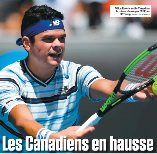  ?? PHOTO D’ARCHIVES ?? Milos Raonic est le Canadien le mieux classé par l’ATP, au 38e rang.