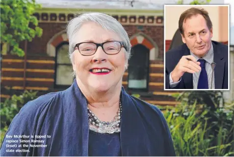  ??  ?? Bev McArthur is tipped to replace Simon Ramsay (inset) at the November state election.