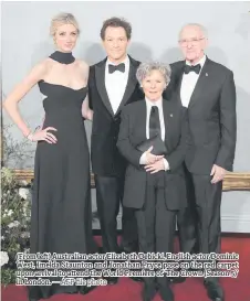  ?? — AFP file photo ?? (From left) Australian actor Elizabeth Debicki, English actor Dominic West, Imelda Staunton and Jonathan Pryce pose on the red carpet upon arrival to attend the World Premiere of ‘The Crown (Season 5)’ in London.