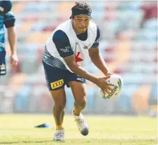  ??  ?? DETERMINED: Te Maire Martin at Cowboys training yesterday.