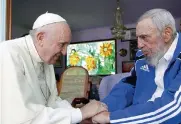  ?? ANSA ?? Con Francesco. Fidel Castro e papa Bergoglio il 20 settembre 2015