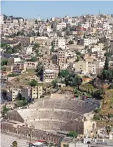  ??  ?? Photo shows the ancient Roman theater and a sand-colored panorama of Jordan's capital, Amman, as seen from the monument-filled Citadel hill.