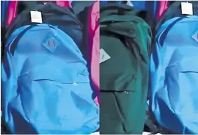  ?? ?? Imagen de los maletines con kits escolares que habrían entregado miembros de la estructura criminal ‘los Costeños’.