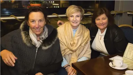  ??  ?? Noreen O’Donnell, Anna Furlong and Bridget Ryan at the Rates informatio­n evening at the Dunbrody centre.