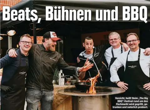  ??  ?? Vorsicht, heiß! Beim „The Big BBQ“-Festival rund um den Fischmarkt wird gegrillt, getrunken und natürlich probiert.